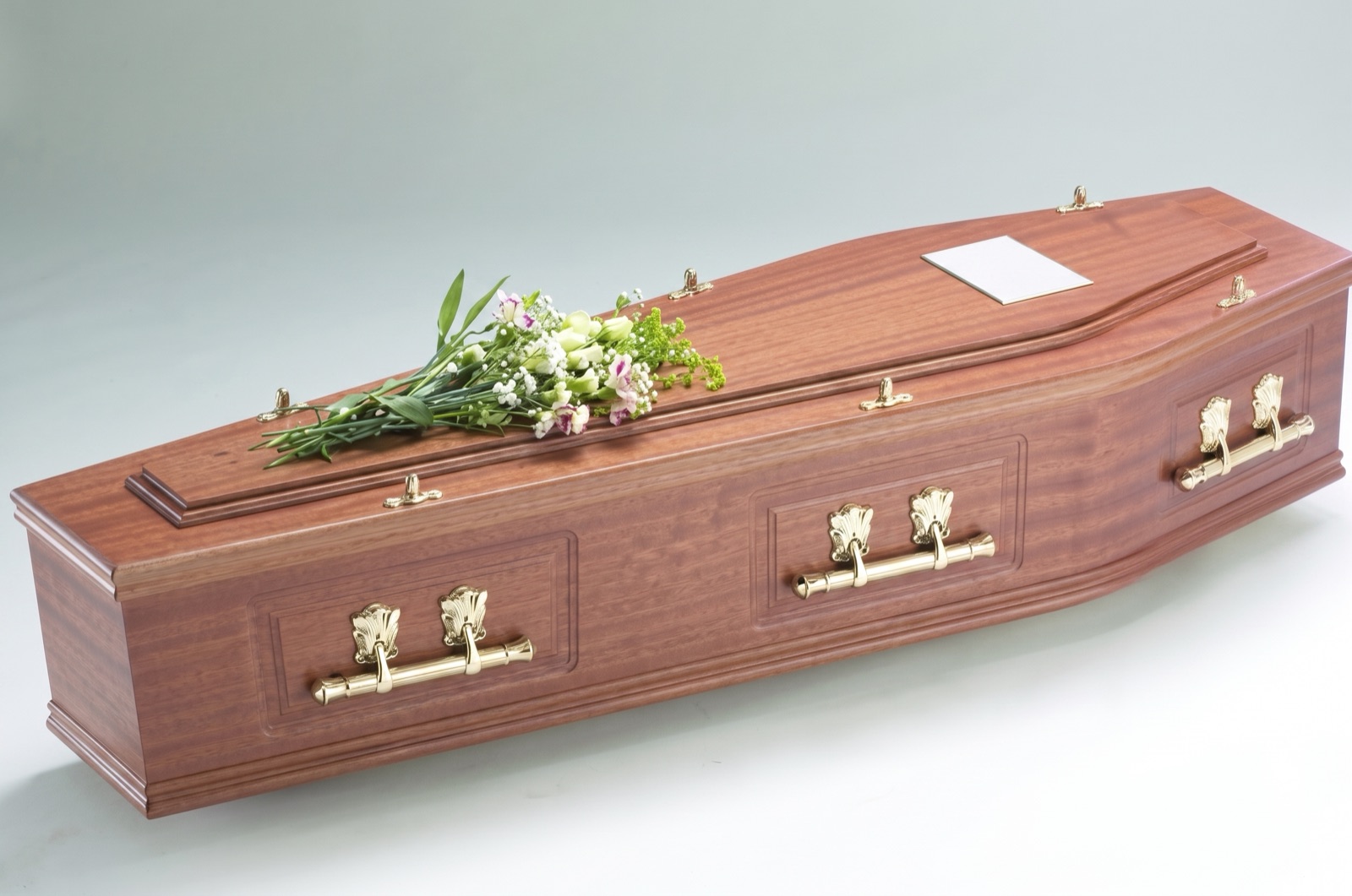 The Henley coffin in mahogany finish